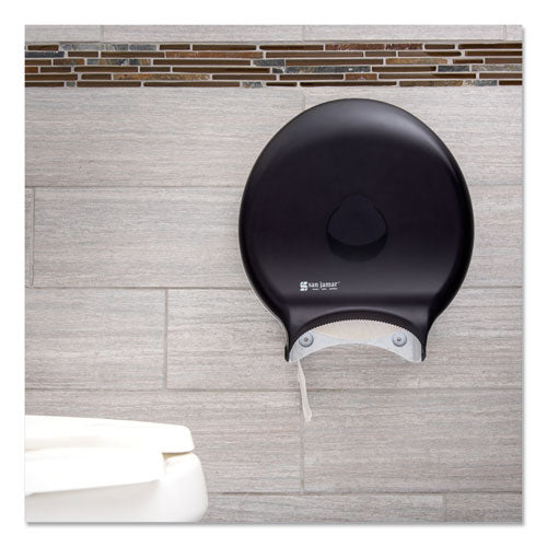 Image of San Jamar® R6000TBK Single 12" JBT Bath Tissue Dispenser, Classic, 1 Roll, 12.9 x 5.63 x 14.88, Transparent Black Pearl