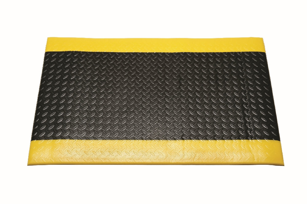Image of SKILCRAFT® Anti-Fatigue Mat, Industrial Duty, Black w/Yellow Safety Stripe, 2' x 9/16" x 3'
