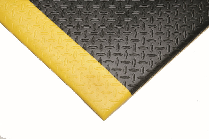Image of SKILCRAFT® Anti-Fatigue Mat, Industrial Duty, Black w/Yellow Safety Stripe, 2' x 9/16" x 3'