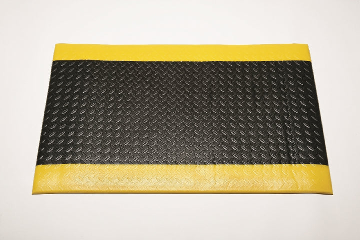 Image of SKILCRAFT® Anti-Fatigue Mat, Industrial Duty, Black w/Yellow Safety Stripe, 3' x 9/16" x 5'