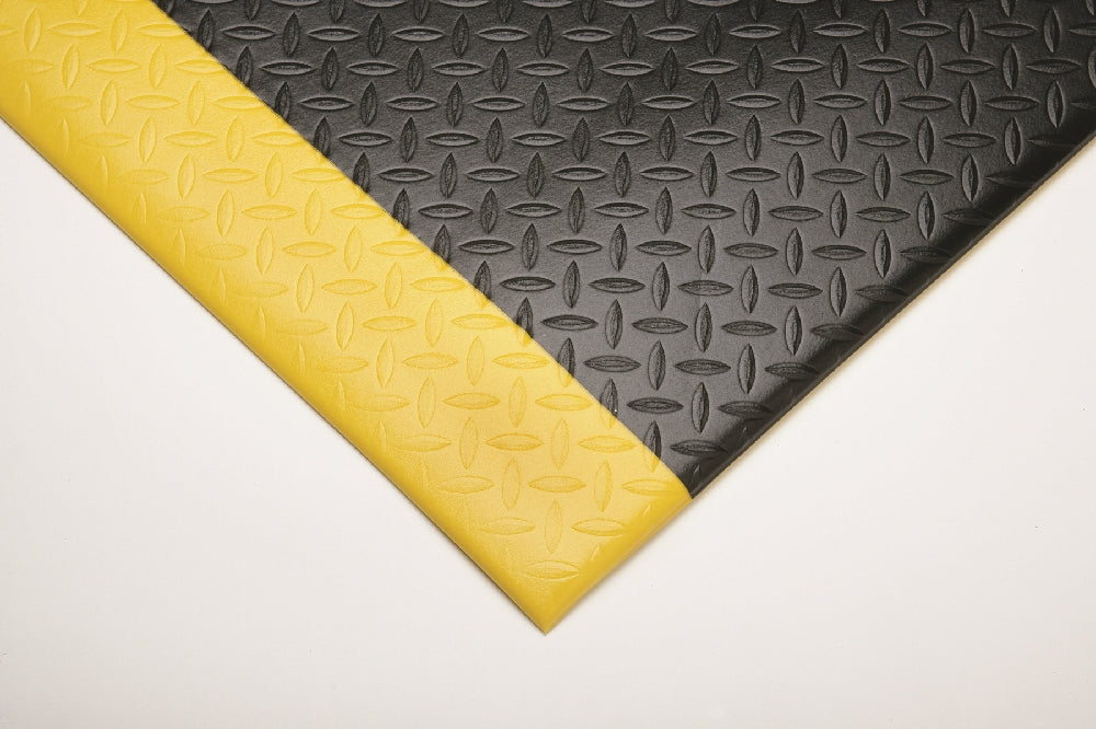 Image of SKILCRAFT® Anti-Fatigue Mat, Industrial Duty, Black w/Yellow Safety Stripe, 3' x 9/16" x 5'
