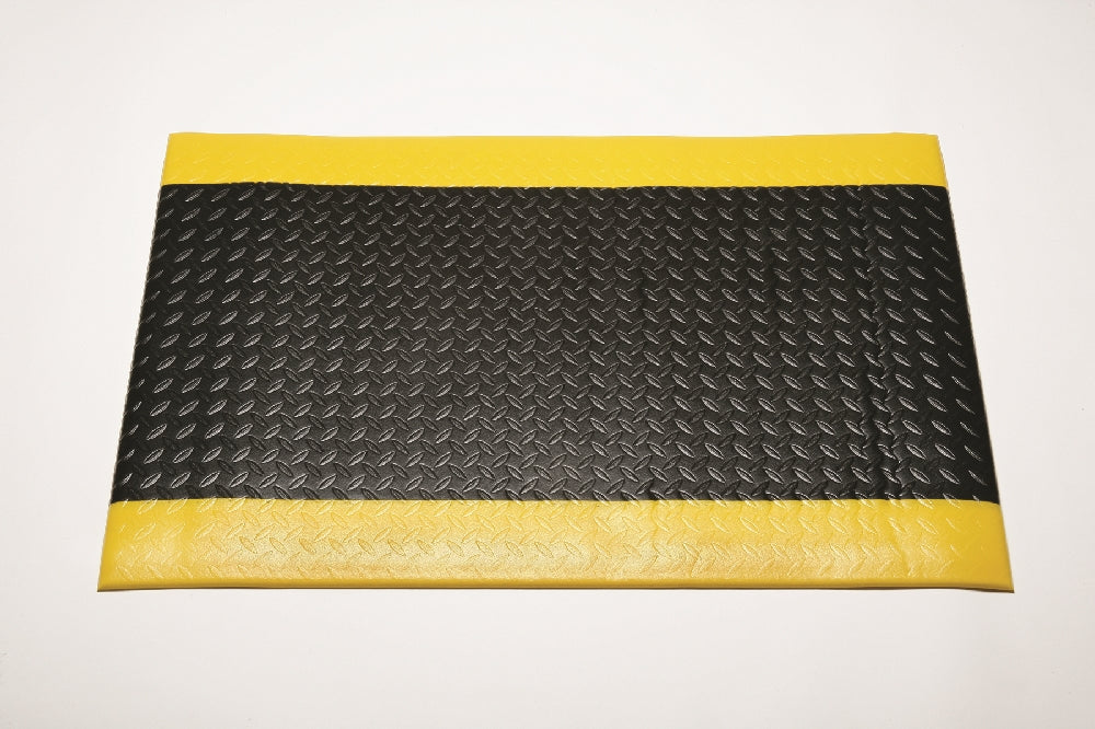 Image of SKILCRAFT® Anti-Fatigue Mat, Industrial Duty, Black w/Yellow Safety Stripe, 3' x 9/16" x 5', Case of 2