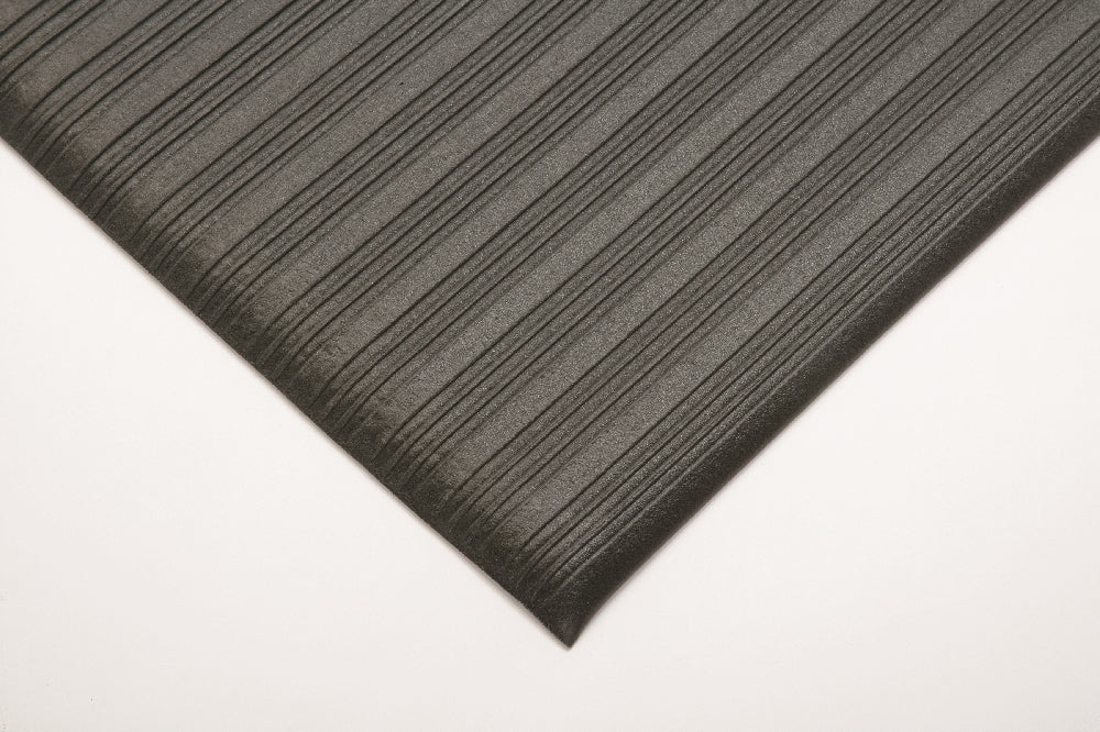 Image of SKILCRAFT® Anti-Fatigue Mat, Light Duty, Black/Vinyl Rib, 2' x 3/8" x 3', Case of 6