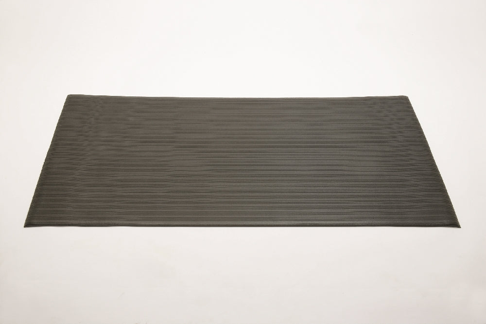 Image of SKILCRAFT® Anti-Fatigue Mat, Light Duty, Black/Vinyl Rib, 3' x 3/8" x 5'