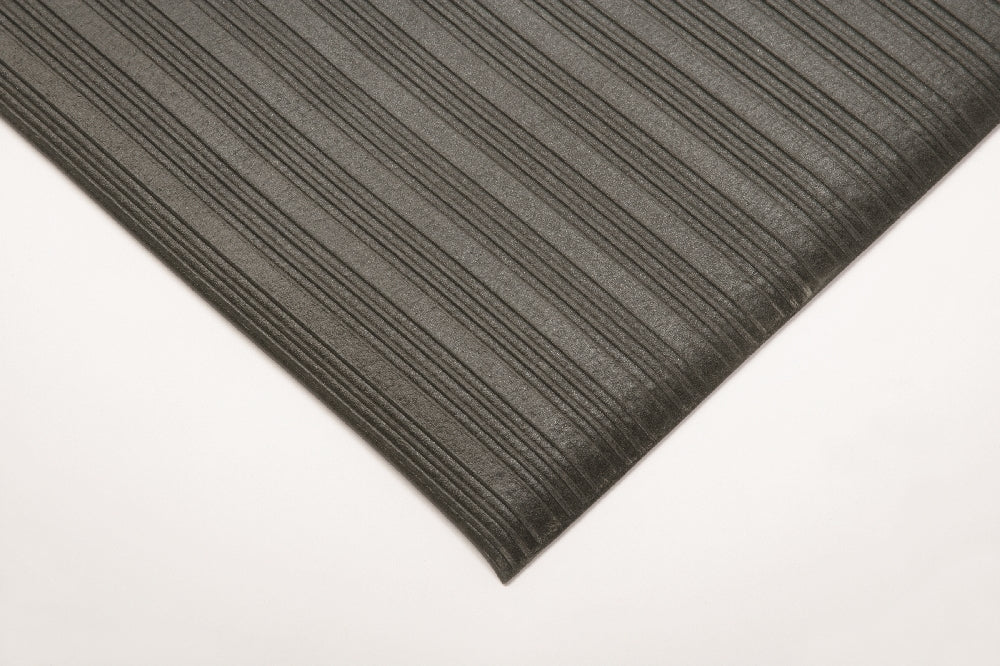 Image of SKILCRAFT® Anti-Fatigue Mat, Light Duty, Black/Vinyl Rib, 3' x 3/8" x 5', Case of 4