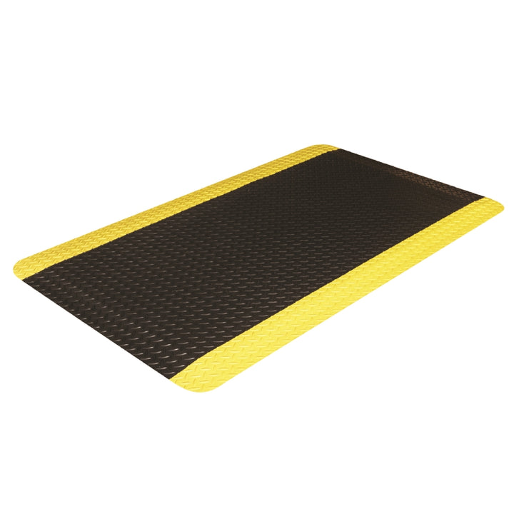 Image of SKILCRAFT® Anti-Fatigue Mats, Heavy-Duty Industiral Hard-Top, Black/2 Yellow Boarder Stripes, 3' x 5' x 0.563"