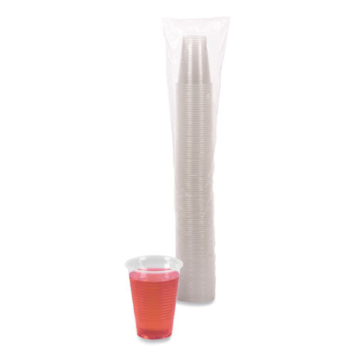 Image of Boardwalk® BWKTRANSCUP9CT Translucent Plastic Cold Cups, 9 oz, 100/Sleeve, 25 Sleeves/Carton