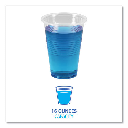Image of Boardwalk® BWKTRANSCUP16CT Translucent Plastic Cold Cups, 16 oz, 50/Sleeve, 20 Sleeves/Carton