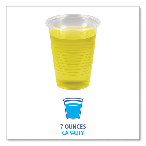Image of Boardwalk® BWKTRANSCUP7CT Translucent Plastic Cold Cups, 7 oz, 100/Sleeve, 25 Sleeves/Carton