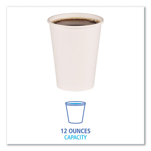 Image of Boardwalk® BWKWHT12HCUP Paper Hot Cups, 12 oz, White, 50/Sleeve, 20 Sleeves/Carton