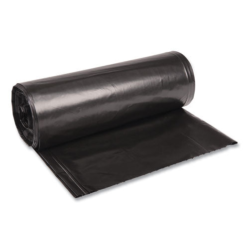 Image of Boardwalk® X7658XKKR01 Recycled Low-Density Polyethylene Can Liners, 60 gal, 1.6 mil, 38" x 58", Black, Perforated, 10 Bags/Roll, 10 Rolls/Carton