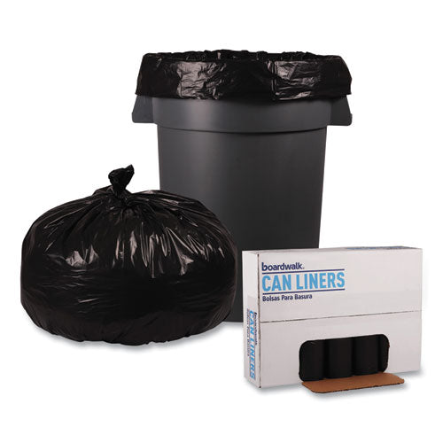 Image of Boardwalk® X7658WKKR02 Recycled Low-Density Polyethylene Can Liners, 60 gal, 1.8 mil, 38" x 58", Black, Perforated, 10 Bags/Roll, 10 Rolls/Carton