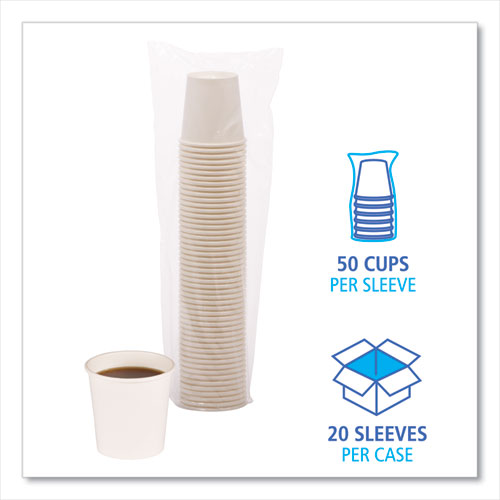 Image of BoardwalkÂ® Paper Hot Cups, 4 oz, White, 50/Sleeve, 20 Sleeves/Carton