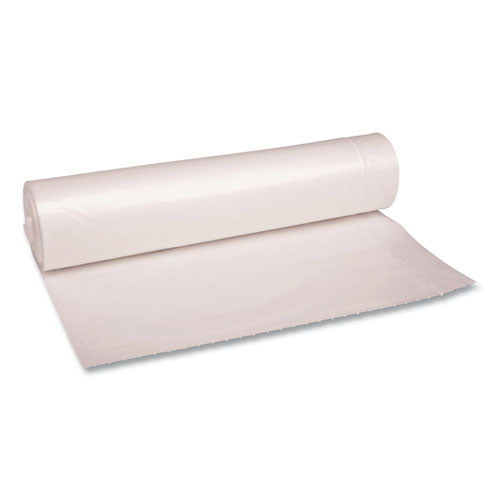 Image of Boardwalk® X8647SCKR01 Recycled Low-Density Polyethylene Can Liners, 56 gal, 1.1 mil, 43" x 47", Clear, Perforated, 10 Bags/Roll, 10 Rolls/Carton