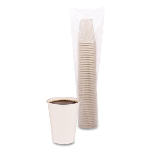 Image of Boardwalk® BWKWHT12HCUP Paper Hot Cups, 12 oz, White, 50/Sleeve, 20 Sleeves/Carton