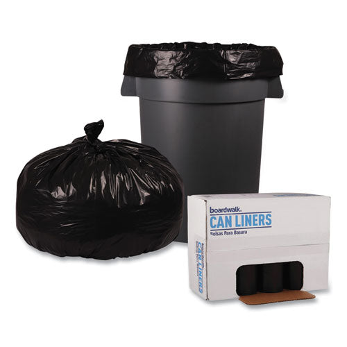 Image of Boardwalk® X7658XKKR01 Recycled Low-Density Polyethylene Can Liners, 60 gal, 1.6 mil, 38" x 58", Black, Perforated, 10 Bags/Roll, 10 Rolls/Carton
