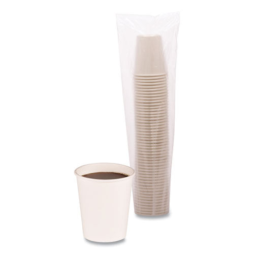Image of Boardwalk® BWKWHT8HCUP Paper Hot Cups, 8 oz, White, 50/Sleeve, 20 Sleeves/Carton