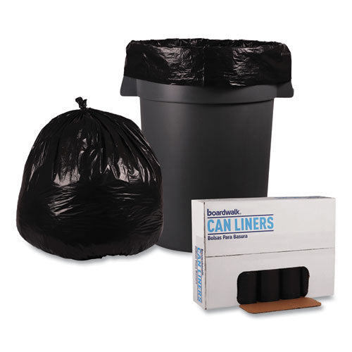 Image of Boardwalk® H8048EKKR01 Recycled Low-Density Polyethylene Can Liners, 45 gal, 0.8 mil, 40" x 48", Black, Perforated, 10 Bags/Roll, 10 Rolls/Carton