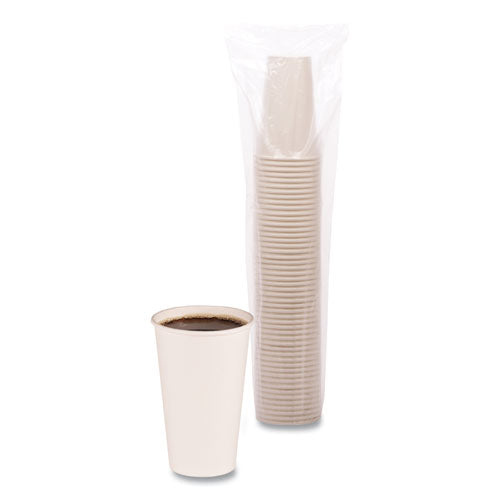 Image of Boardwalk® BWKWHT16HCUP Paper Hot Cups, 16 oz, White, 50/Sleeve, 20 Sleeves/Carton