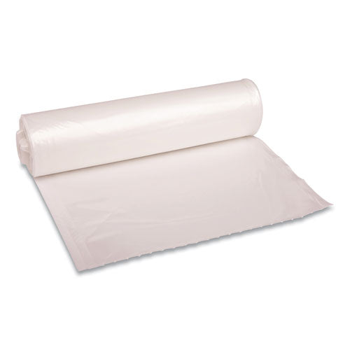 Image of Boardwalk® X6639SCKR01 Recycled Low-Density Polyethylene Can Liners, 33 gal, 1.1 mil, 33" x 39", Clear, Perforated, 10 Bags/Roll, 10 Rolls/Carton