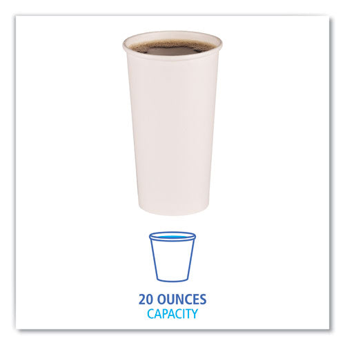 Image of Boardwalk® BWKWHT20HCUP Paper Hot Cups, 20 oz, White, 50/Sleeve, 12 Sleeves/Carton