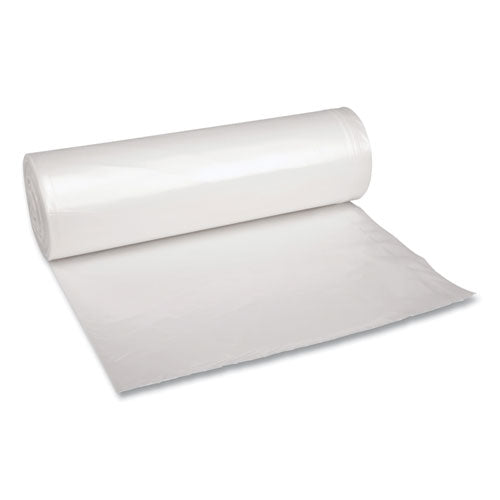 Image of Boardwalk® X8046DCKR01 Recycled Low-Density Polyethylene Can Liners, 45 gal, 1.4 mil, 40" x 46", Clear, Perforated, 10 Bags/Roll, 10 Rolls/Carton
