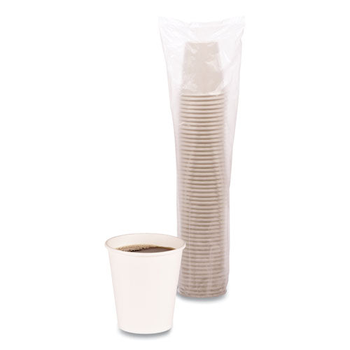 Image of Boardwalk® BWKWHT10HCUP Paper Hot Cups, 10 oz, White, 50/Sleeve, 20 Sleeves/Carton
