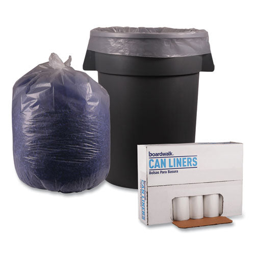 Image of Boardwalk® X8647SCKR01 Recycled Low-Density Polyethylene Can Liners, 56 gal, 1.1 mil, 43" x 47", Clear, Perforated, 10 Bags/Roll, 10 Rolls/Carton