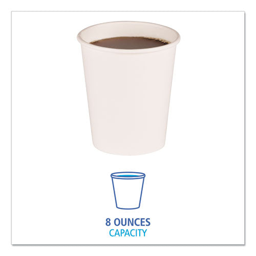 Image of Boardwalk® BWKWHT8HCUP Paper Hot Cups, 8 oz, White, 50/Sleeve, 20 Sleeves/Carton