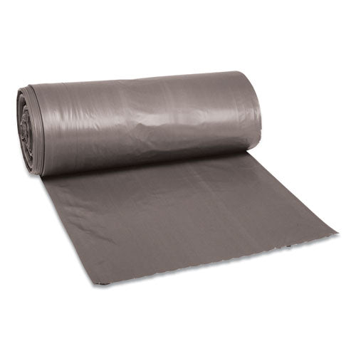 Image of Boardwalk® H6639SGKR01 Low-Density Waste Can Liners, 33 gal, 1.1 mil, 33" x 39", Gray, Perforated Roll, 25 Bags/Roll, 4 Rolls/Carton