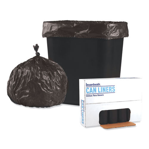 Image of Boardwalk® H4832RKKR01 Low-Density Waste Can Liners, 16 gal, 0.35 mil, 24" x 32", Black, Perforated Roll, 50 Bags/Roll, 10 Rolls/Carton