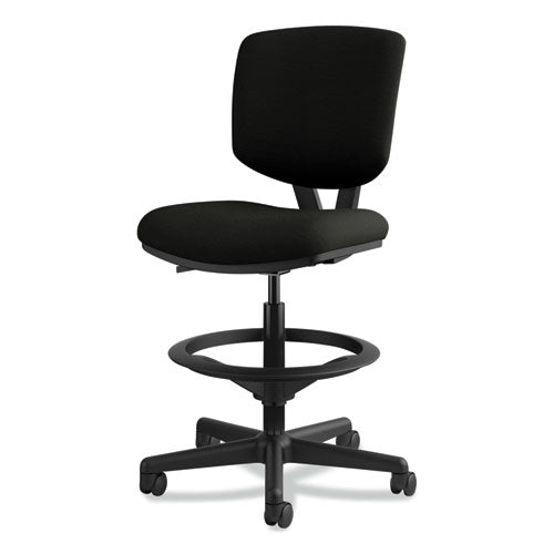 Image of HONÂ® Volt Series Leather Adjustable Task Stool, Supports Up To 275 Lb, 22.88" To 32.38" Seat Height, Black