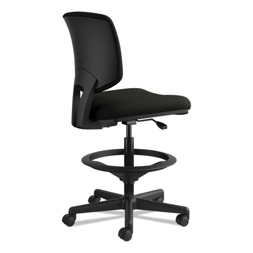 Image of HONÂ® Volt Series Leather Adjustable Task Stool, Supports Up To 275 Lb, 22.88" To 32.38" Seat Height, Black