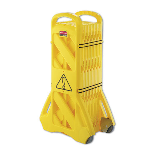 Image of Rubbermaid® Commercial FG9S1100YEL Portable Mobile Safety Barrier, Plastic, 13 ft x 40", Yellow