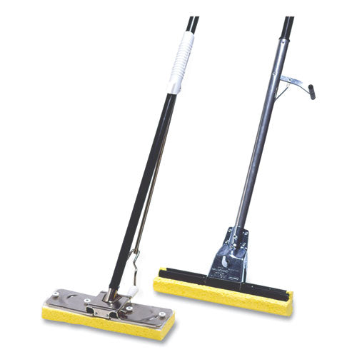 Image of Rubbermaid® Commercial FG643500BRNZ Steel Sponge Mop, 12" Yellow Cellulose Sponge Head, Bronze Steel Handle