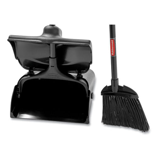 Image of Rubbermaid® Commercial FG253200BLA Lobby Pro Upright Dustpan, with Cover, 12.5 x 37, Plastic/Metal, Black