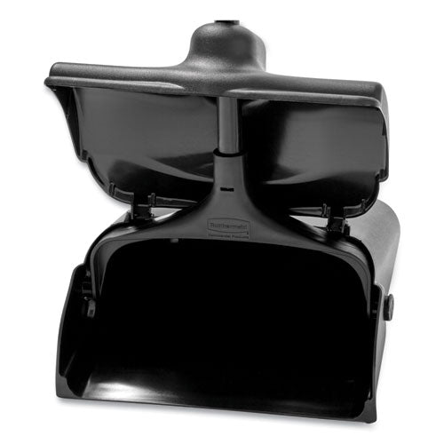 Image of Rubbermaid® Commercial FG253200BLA Lobby Pro Upright Dustpan, with Cover, 12.5 x 37, Plastic/Metal, Black