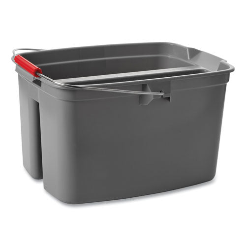 Image of Rubbermaid® Commercial FG262888GRAY 19 Quart Double Utility Pail, Plastic, Gray, 18 x 14.5 x 10