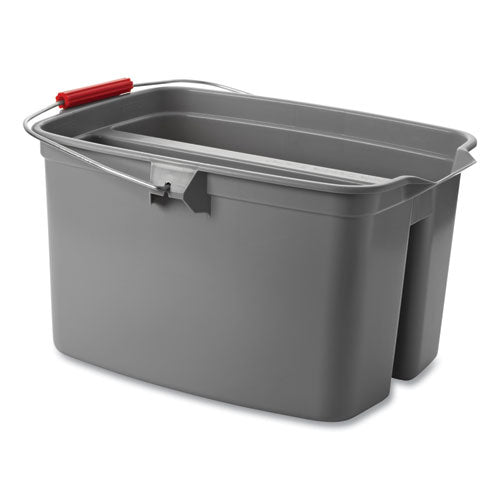 Image of Rubbermaid® Commercial FG262888GRAY 19 Quart Double Utility Pail, Plastic, Gray, 18 x 14.5 x 10