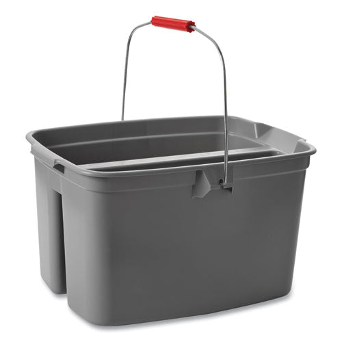 Image of Rubbermaid® Commercial FG262888GRAY 19 Quart Double Utility Pail, Plastic, Gray, 18 x 14.5 x 10