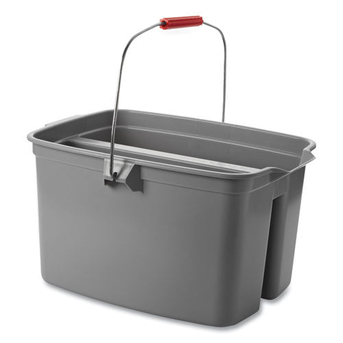 Image of Rubbermaid® Commercial FG262888GRAY 19 Quart Double Utility Pail, Plastic, Gray, 18 x 14.5 x 10