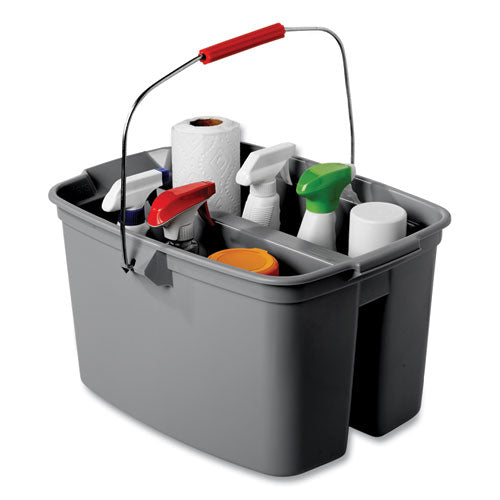 Image of Rubbermaid® Commercial FG262888GRAY 19 Quart Double Utility Pail, Plastic, Gray, 18 x 14.5 x 10