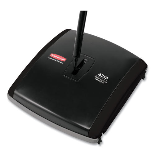 Image of Rubbermaid® Commercial FG421388BLA Dual Action Sweeper, 44" Steel/plastic Handle, Black/yellow