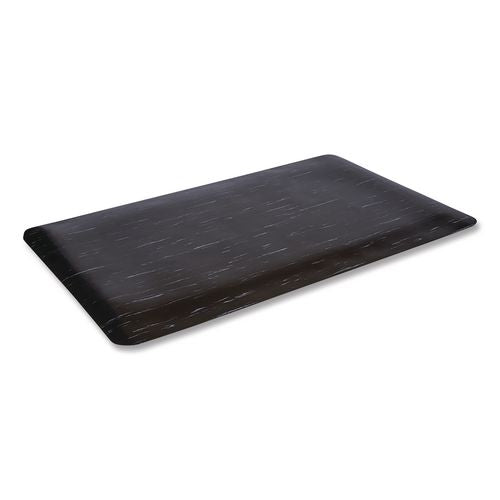 Image of Crown CU 3672BK Cushion-Step Marbleized Rubber Mat, Rectangular, Black Smooth Surface, 36" x 72"