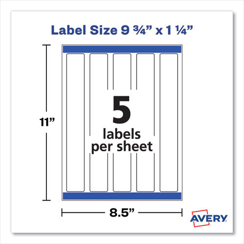 Image of Avery® 22845 Water-Resistant Wraparound Labels w/ Sure Feed, 9.75 x 1.25, White, 40/Pack