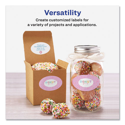 Image of Avery® 22804 Oval Labels with Sure Feed and Easy Peel, 1.5 x 2.5, Glossy White, 180/Pack
