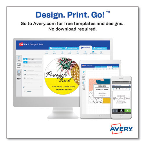 Image of Avery® 22820 Oval Labels W/ Sure Feed And Easy Peel, 2 X 3.33, Glossy White, 80/pack