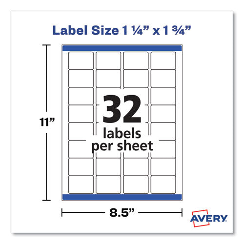 Image of Avery® 22828 Removable Durable White Rectangle Labels w/ Sure Feed, 1.25 x 1.75, 256/PK