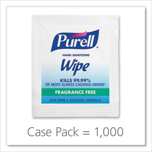 Image of PURELL® 9021-1M Premoistened Sanitizing Hand Wipes, Individually Wrapped, 5 x 7, Unscented, White, 1,000/Carton