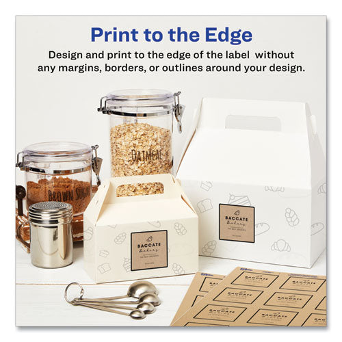 Image of Avery® 22846 Square Print-To-The-Edge Labels, Inkjet/laser Printers, 2 X 2, Kraft Brown, 12/sheet, 25 Sheets/pack